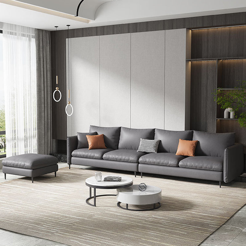 Contemporary Standard Square Arm Settee Bench with Pillows in Grey