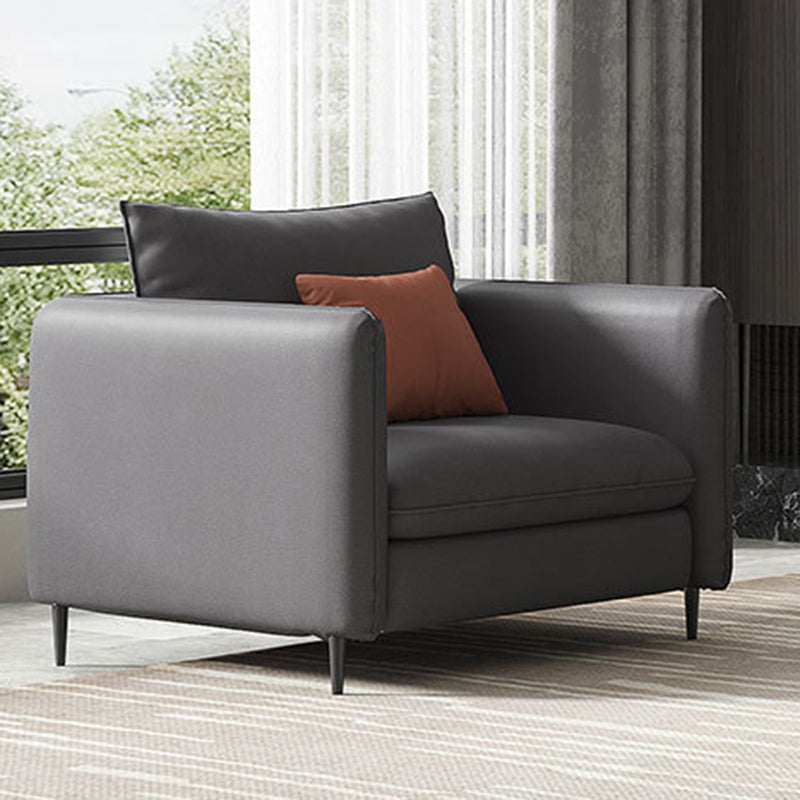 Contemporary Standard Square Arm Settee Bench with Pillows in Grey