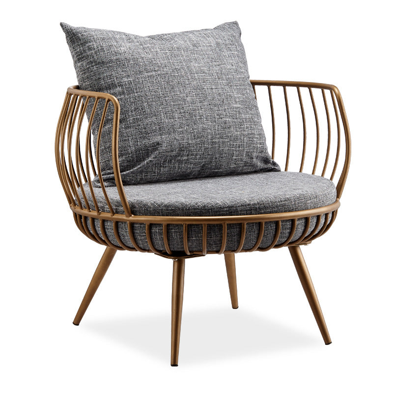 Scandinavian Golden Frame Sofa with Pillow Back Cushion for Living Room