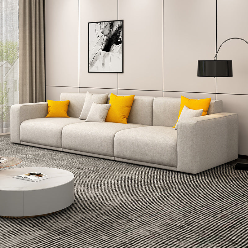 Stationary Slipcovered Cotton Living Room Square Arm Loose Back Sofa