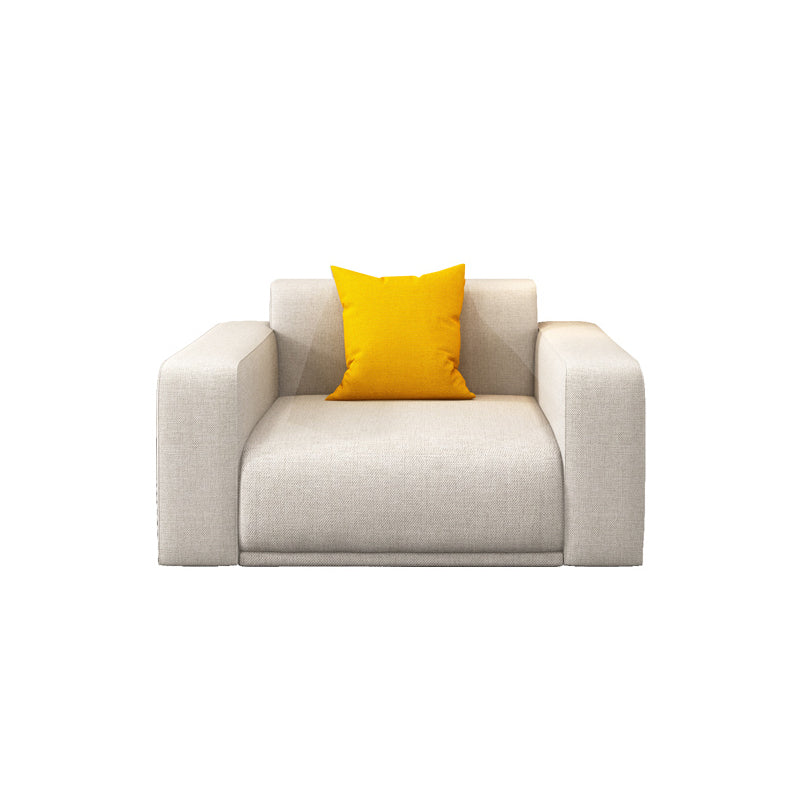 Stationary Slipcovered Cotton Living Room Square Arm Loose Back Sofa