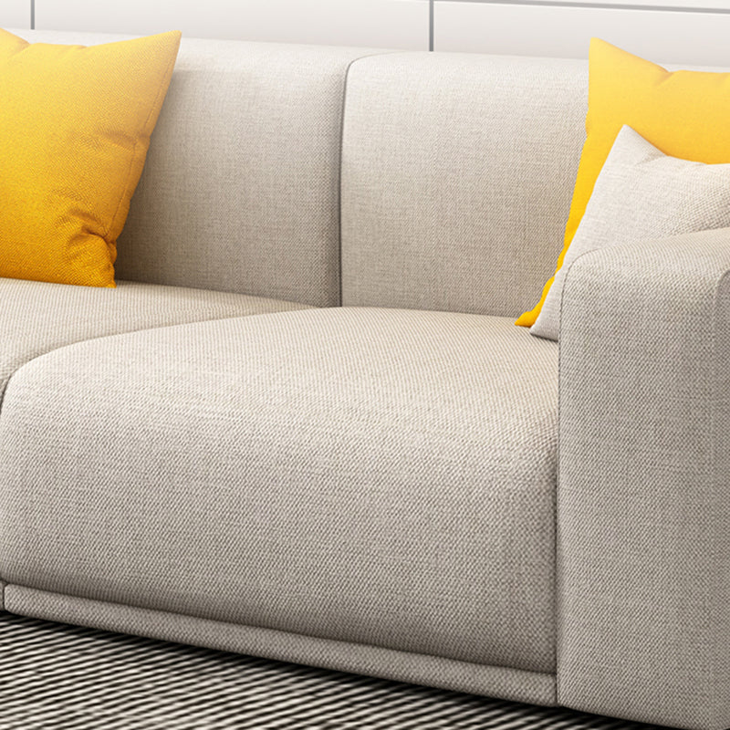 Stationary Slipcovered Cotton Living Room Square Arm Loose Back Sofa