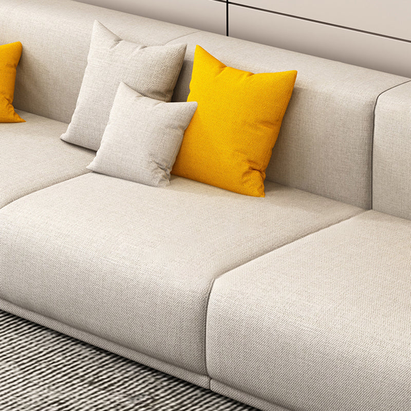 Stationary Slipcovered Cotton Living Room Square Arm Loose Back Sofa