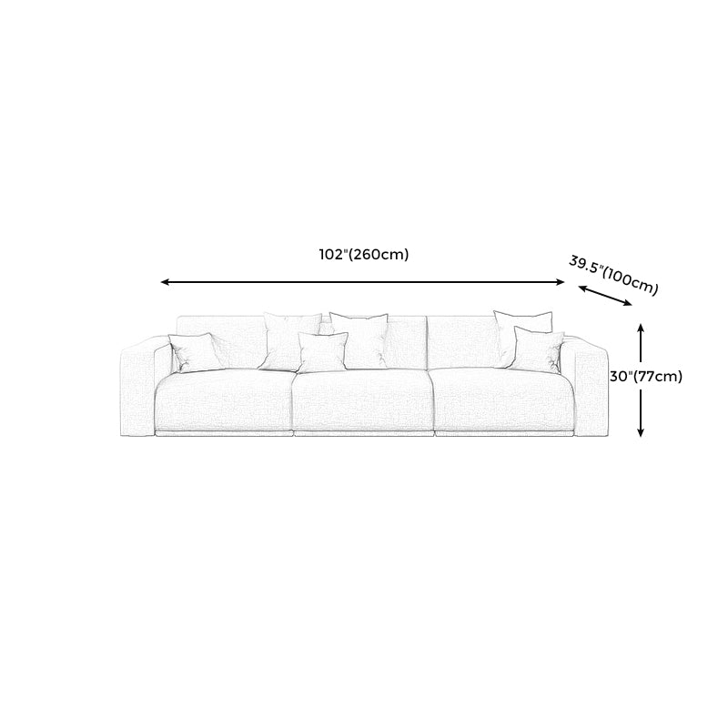 Stationary Slipcovered Cotton Living Room Square Arm Loose Back Sofa