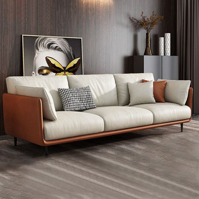 Mid-Century Modern Faux Leather Sofa 34.6"H Scratch-Resistant Couch