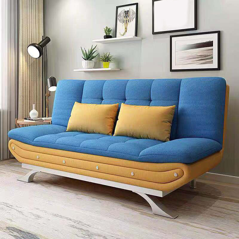 Linen Contemporary Sleeper with 2 Pillows Back for Apartment