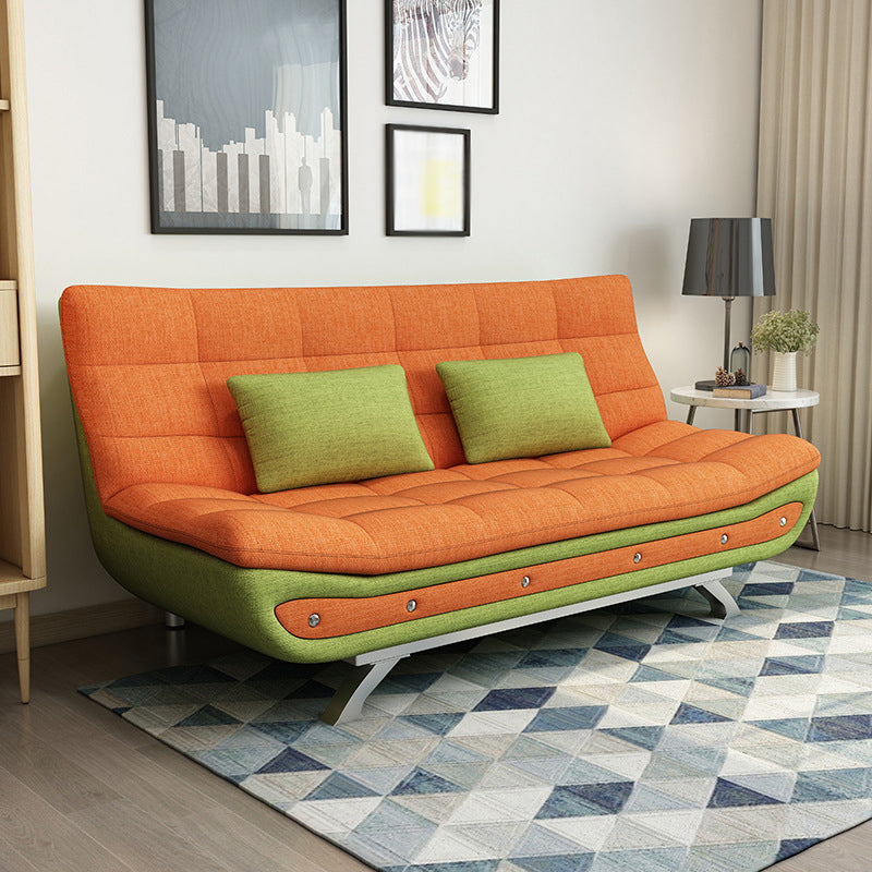 Linen Contemporary Sleeper with 2 Pillows Back for Apartment