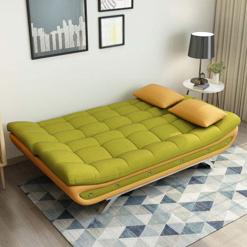 Linen Contemporary Sleeper with 2 Pillows Back for Apartment