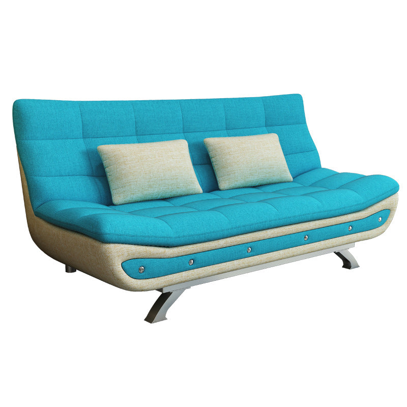Linen Contemporary Sleeper with 2 Pillows Back for Apartment