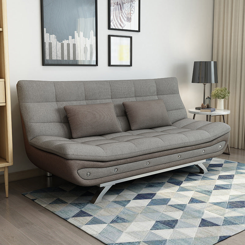 Linen Contemporary Sleeper with 2 Pillows Back for Apartment