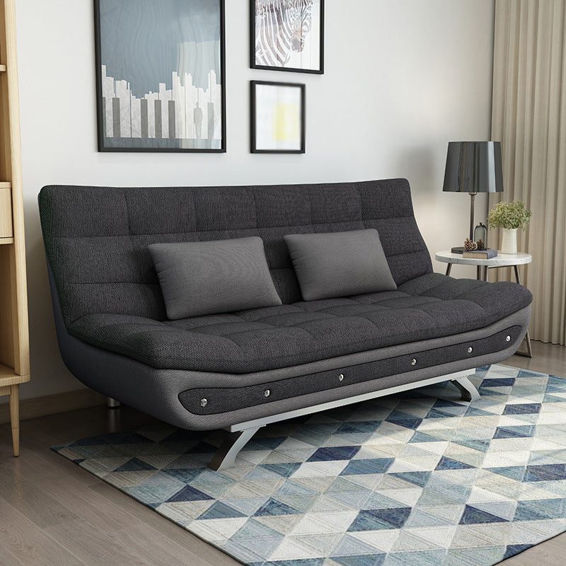 Linen Contemporary Sleeper with 2 Pillows Back for Apartment