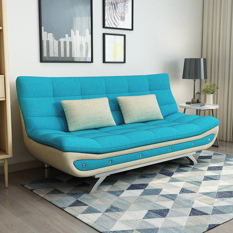 Linen Contemporary Sleeper with 2 Pillows Back for Apartment
