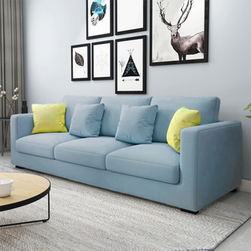 Modern Square Arm Standard Settee Bench with Pillows for 3 People