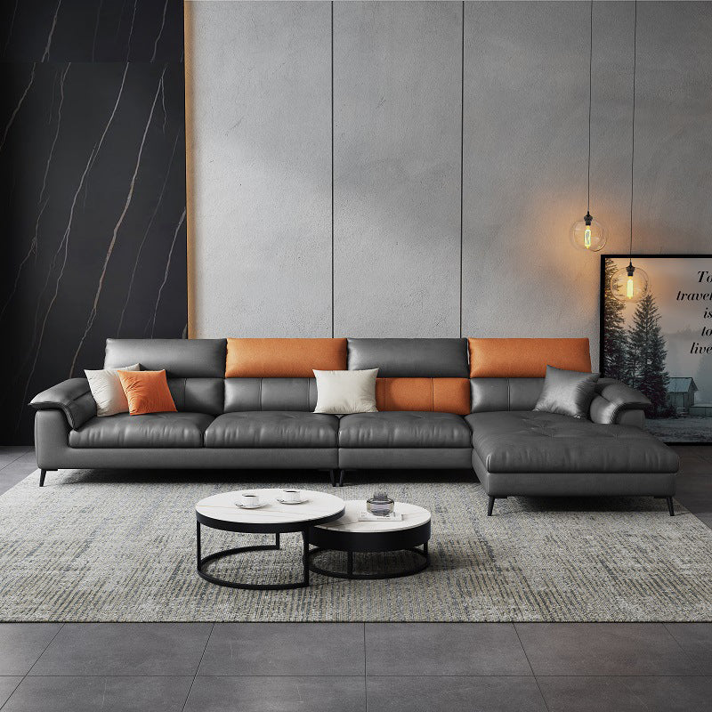 Dark Gray Cushion Back Contemporary Stain-Resistant Storage Sofa