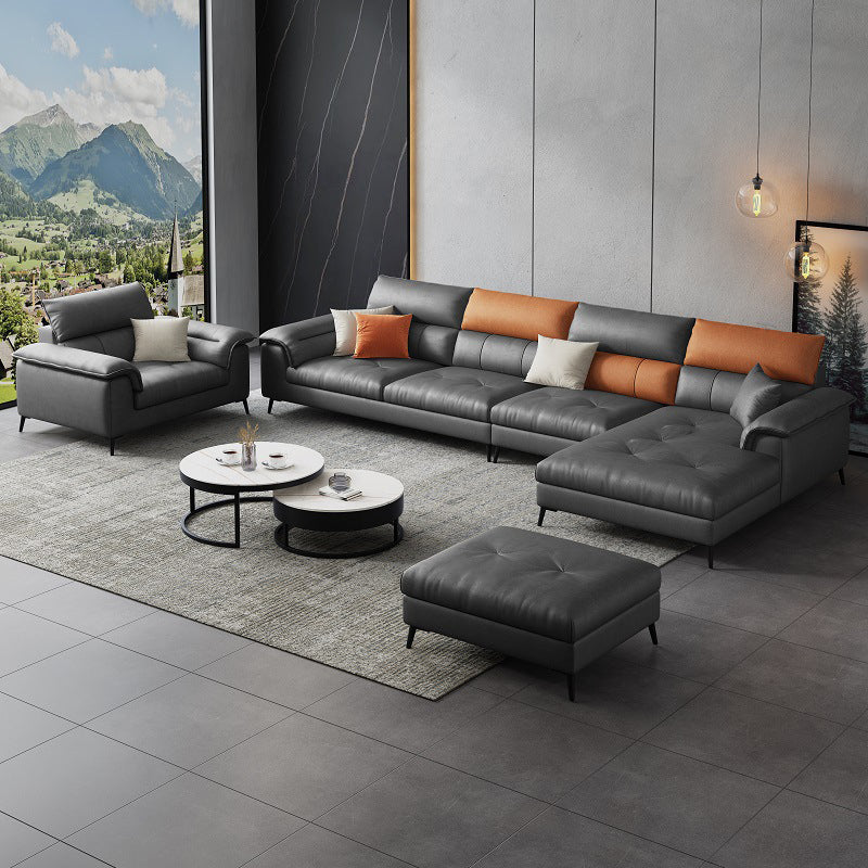Dark Gray Cushion Back Contemporary Stain-Resistant Storage Sofa