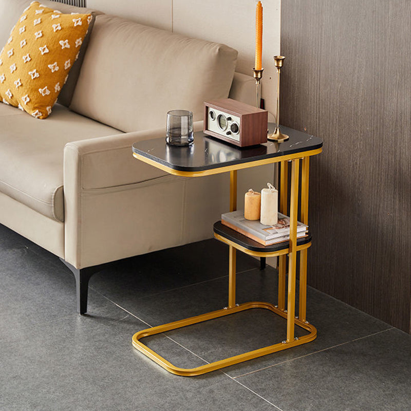 Modern Style Metal Base Manufactured Wood Top Rectangular Side Table