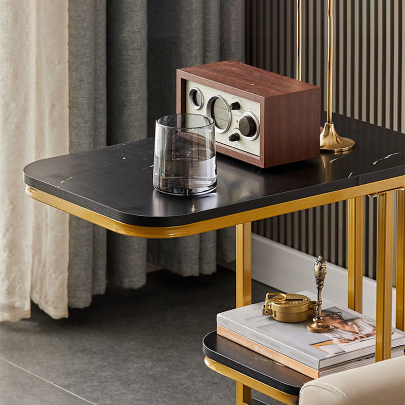 Modern Style Metal Base Manufactured Wood Top Rectangular Side Table