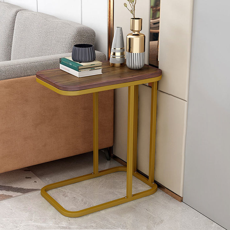 Modern Style Metal Base Manufactured Wood Top Rectangular Side Table