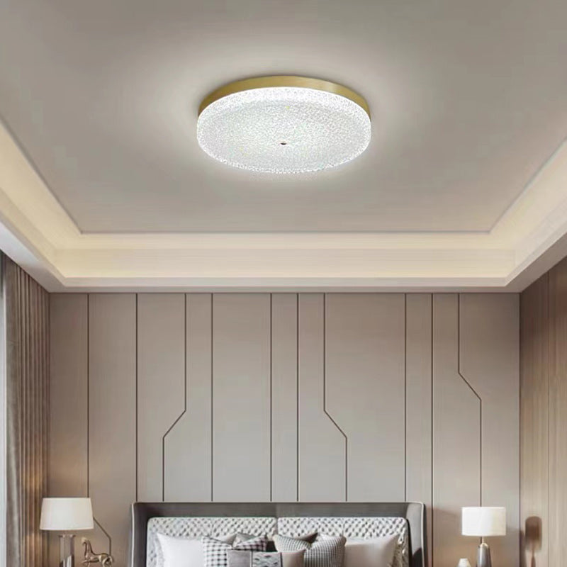 Modern Metal Ceiling Light Circle Shape Flush Mount with Glass Shade for Living Room