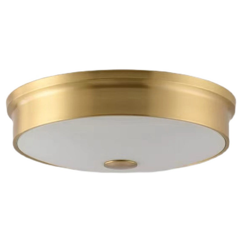 Modern Metal Ceiling Light Circle Shape Flush Mount with Glass Shade for Living Room