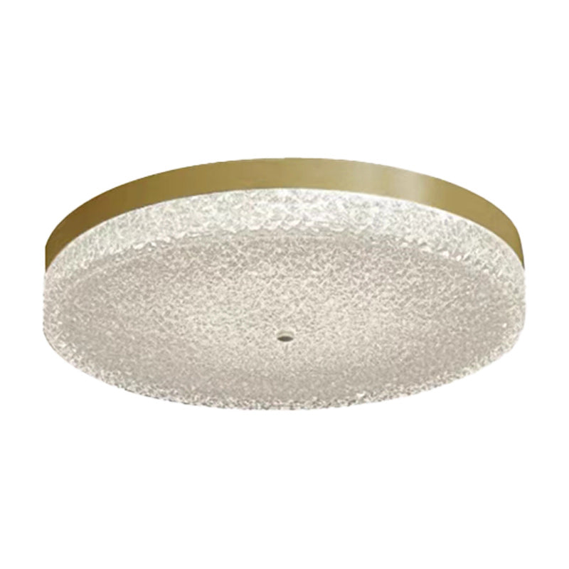 Modern Metal Ceiling Light Circle Shape Flush Mount with Glass Shade for Living Room