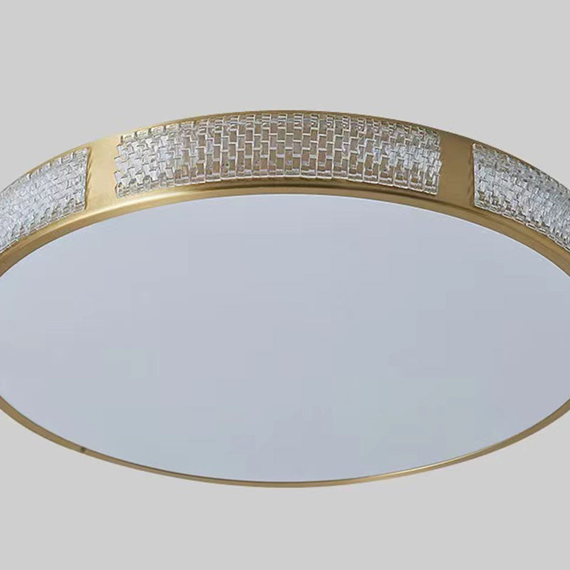 Modern Metal Ceiling Light Circle Shape Flush Mount with Glass Shade for Living Room