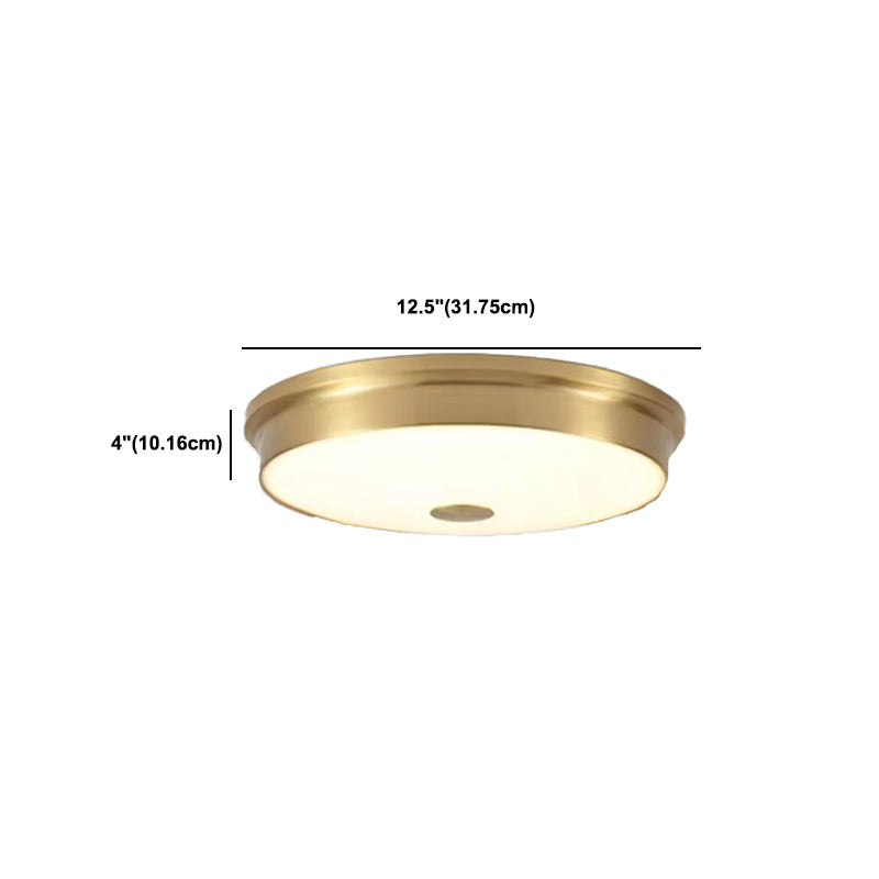 Modern Metal Ceiling Light Circle Shape Flush Mount with Glass Shade for Living Room