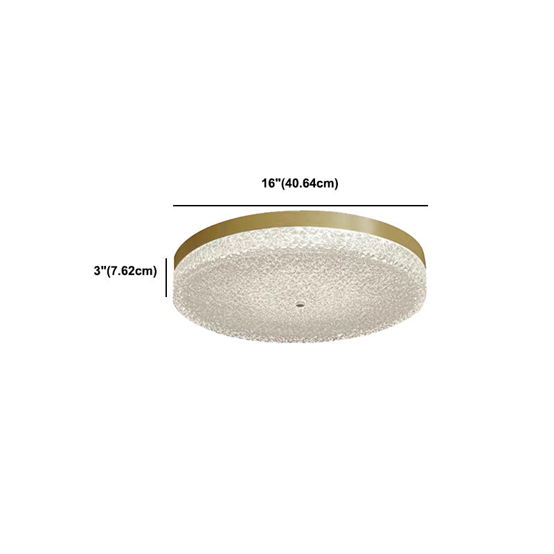 Modern Metal Ceiling Light Circle Shape Flush Mount with Glass Shade for Living Room