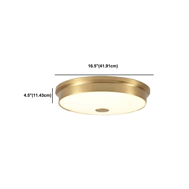 Modern Metal Ceiling Light Circle Shape Flush Mount with Glass Shade for Living Room