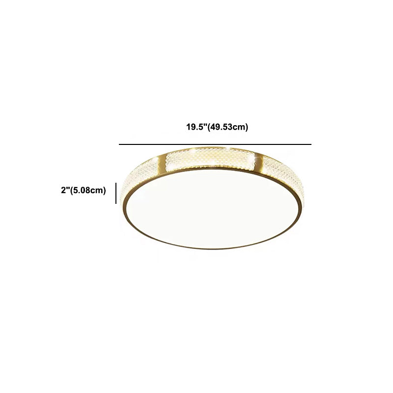 Modern Metal Ceiling Light Circle Shape Flush Mount with Glass Shade for Living Room