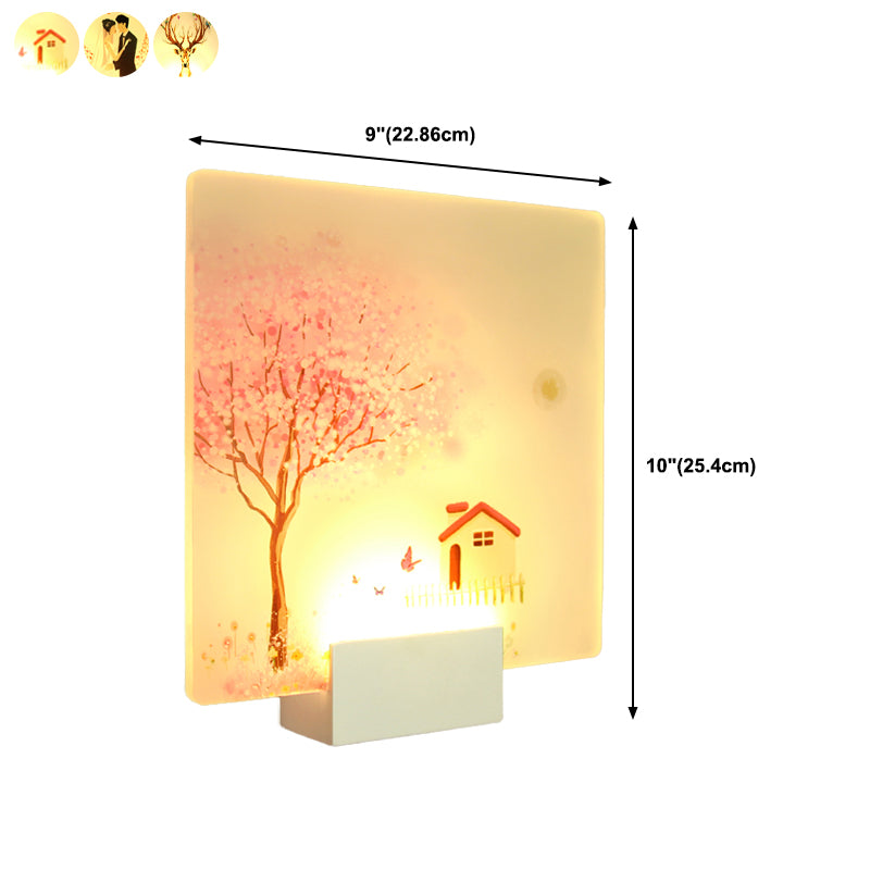 Round Shape Metal Wall Lighting Idea Kids Style 1 Light Wall Light Fixture in White