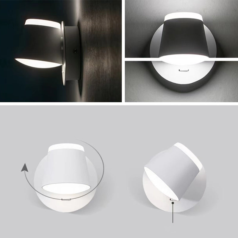 Modern Metal Wall Sconce LED Wall Light with Aluminum Shade in Black and White for Bedroom