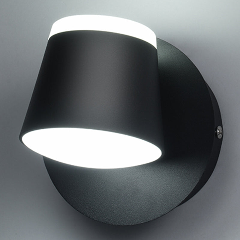 Modern Metal Wall Sconce LED Wall Light with Aluminum Shade in Black and White for Bedroom