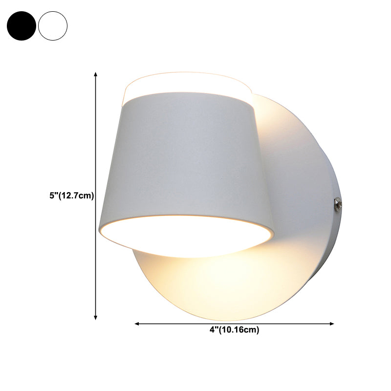 Modern Metal Wall Sconce LED Wall Light with Aluminum Shade in Black and White for Bedroom