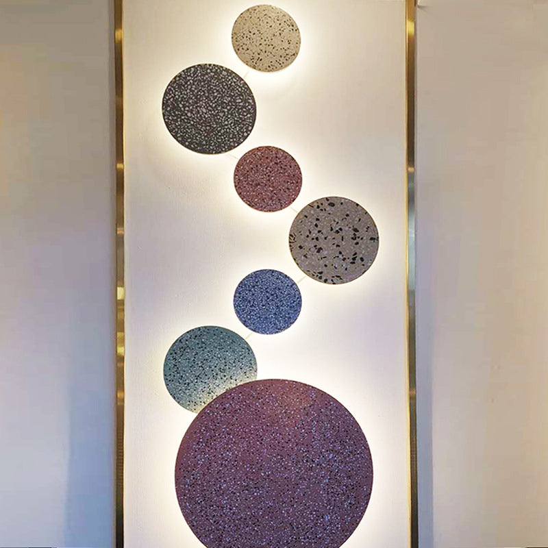 Modernist Sconce Lighting Circular Stone Wall Lamp for Hallway