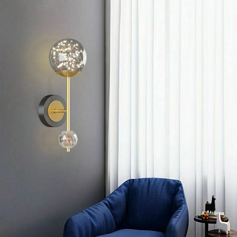 Light Luxury Style Aluminum Wall Light Glass Shade LED Wall Lamp for Bedroom