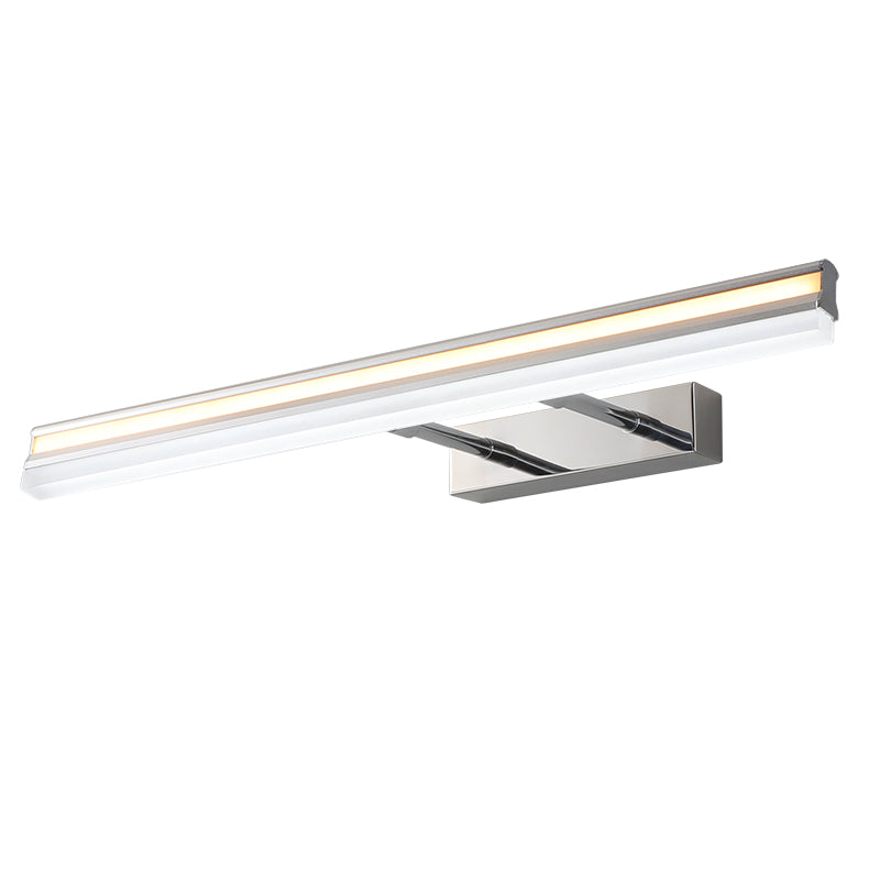 Metal Linear Shape Mirror Wall Light Modern 1-Light Mirror Wall Light Sconces in Silver