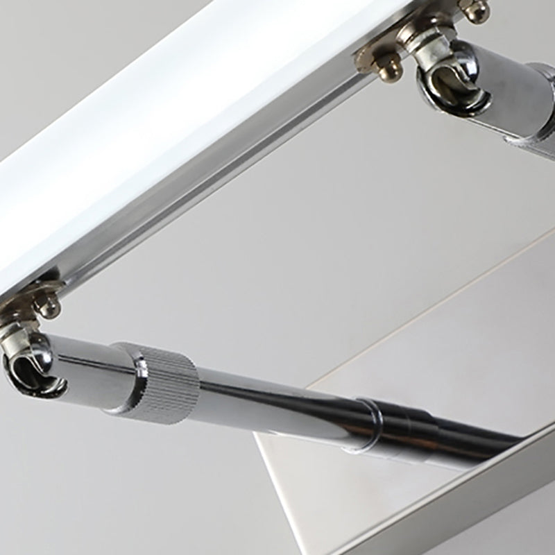 Metal Linear Shape Mirror Wall Light Modern 1-Light Mirror Wall Light Sconces in Silver