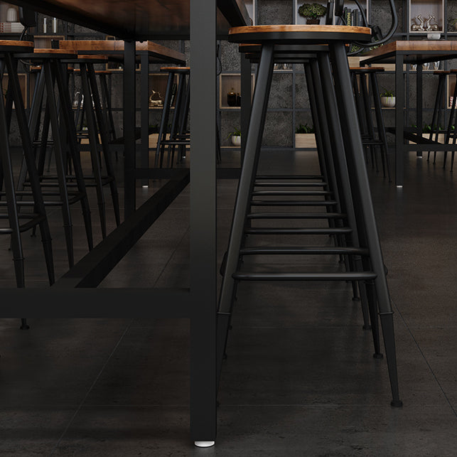 Industrial Rectangle Bar Dining Table Solid Wood Bar Dining Table with Trestle Base