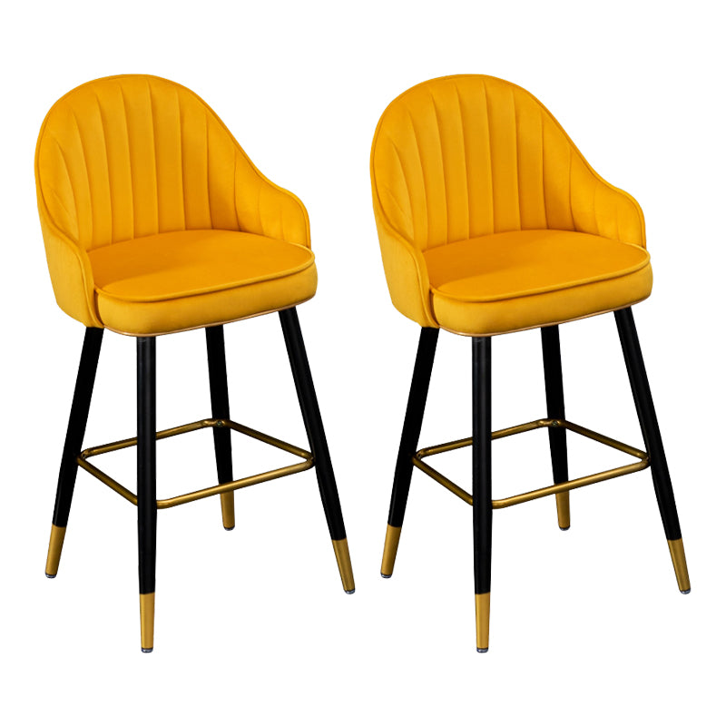 Flannel Seat Barstool Nordic Style Iron 4 Legs Bar Stool for Dining Room