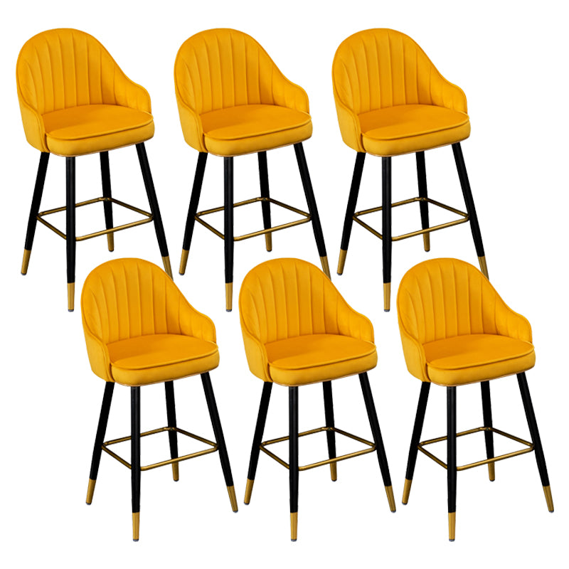 Flannel Seat Barstool Nordic Style Iron 4 Legs Bar Stool for Dining Room