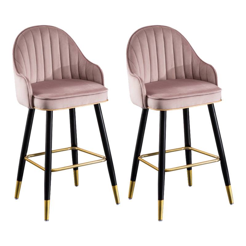 Flannel Seat Barstool Nordic Style Iron 4 Legs Bar Stool for Dining Room