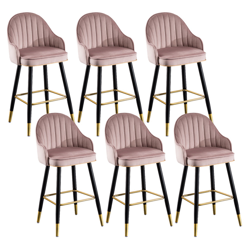 Flannel Seat Barstool Nordic Style Iron 4 Legs Bar Stool for Dining Room