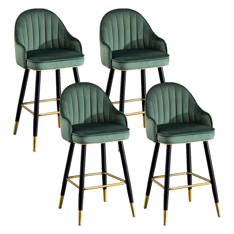 Flannel Seat Barstool Nordic Style Iron 4 Legs Bar Stool for Dining Room