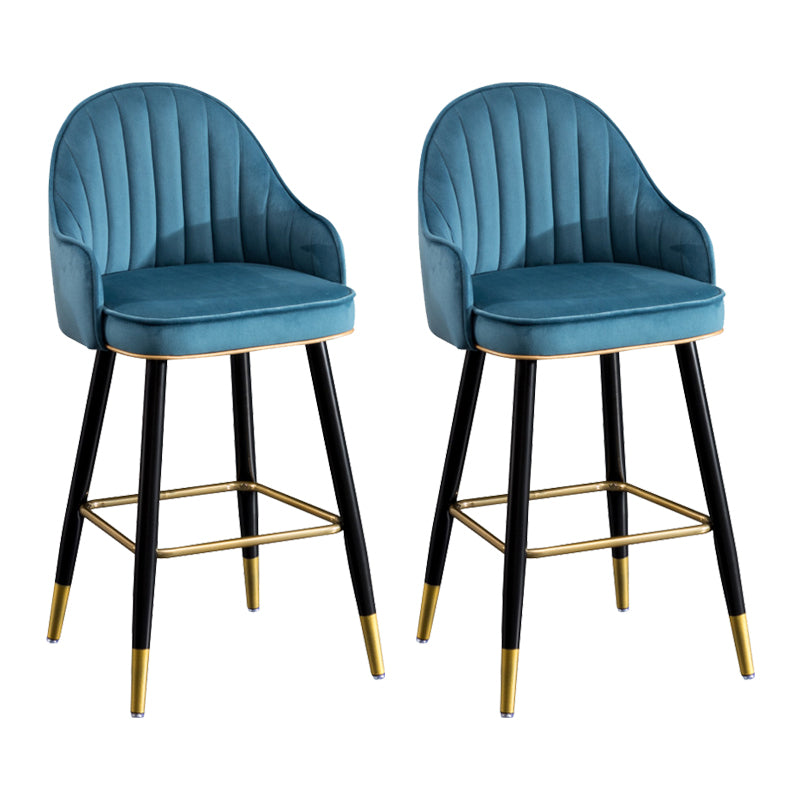 Flannel Seat Barstool Nordic Style Iron 4 Legs Bar Stool for Dining Room