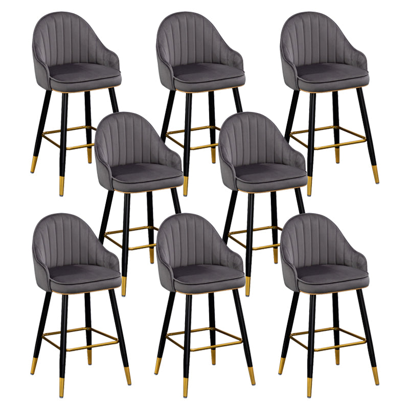 Flannel Seat Barstool Nordic Style Iron 4 Legs Bar Stool for Dining Room