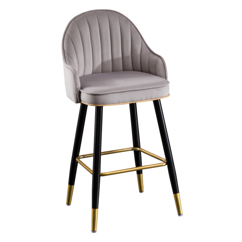 Flannel Seat Barstool Nordic Style Iron 4 Legs Bar Stool for Dining Room