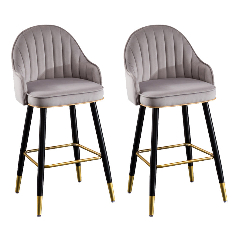 Flannel Seat Barstool Nordic Style Iron 4 Legs Bar Stool for Dining Room