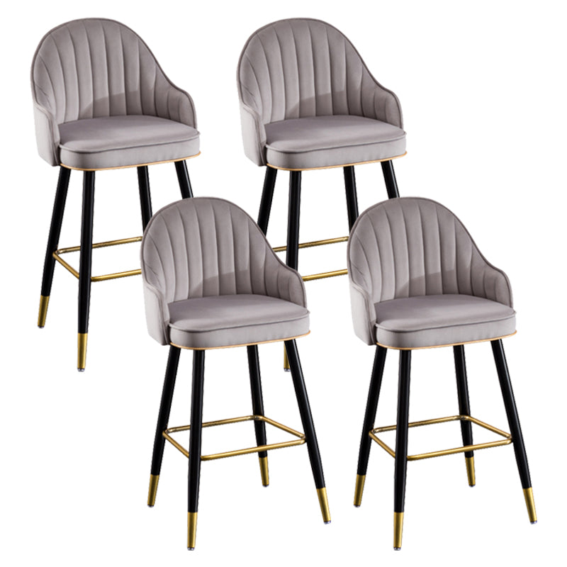 Flannel Seat Barstool Nordic Style Iron 4 Legs Bar Stool for Dining Room