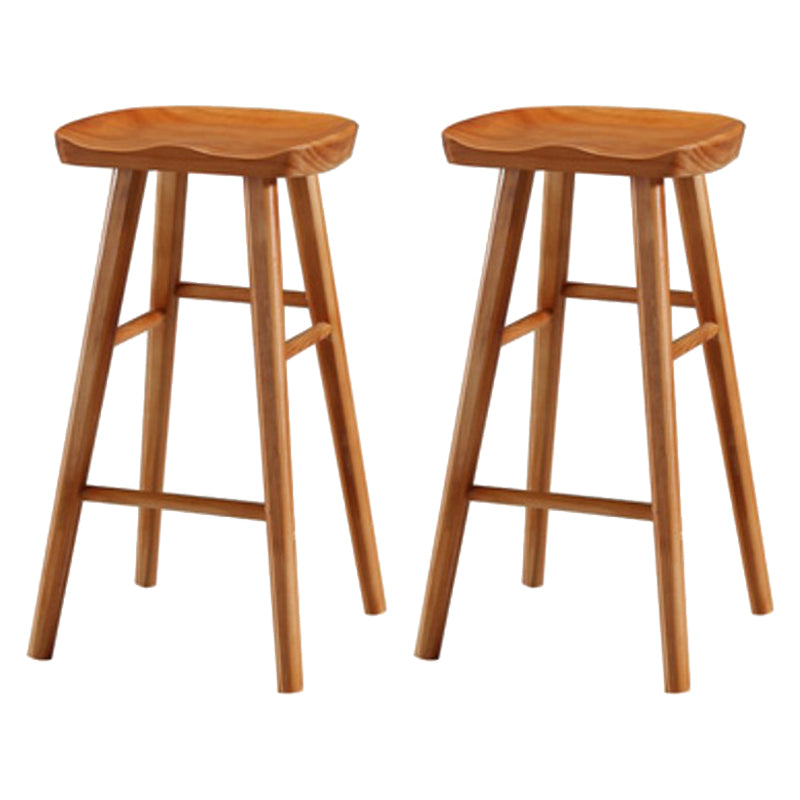 Modern Solid Wood Seat Barstool Coffee Shop Bar Stool with Pedal